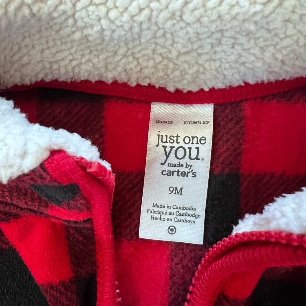 Carter's Red and Black Buffalo Plaid Hoodie